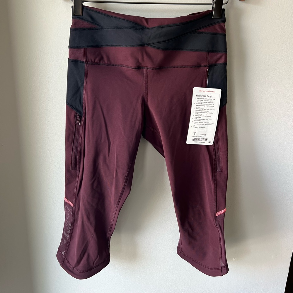 Lululemon New with Tags Kris Cross Crop size 6